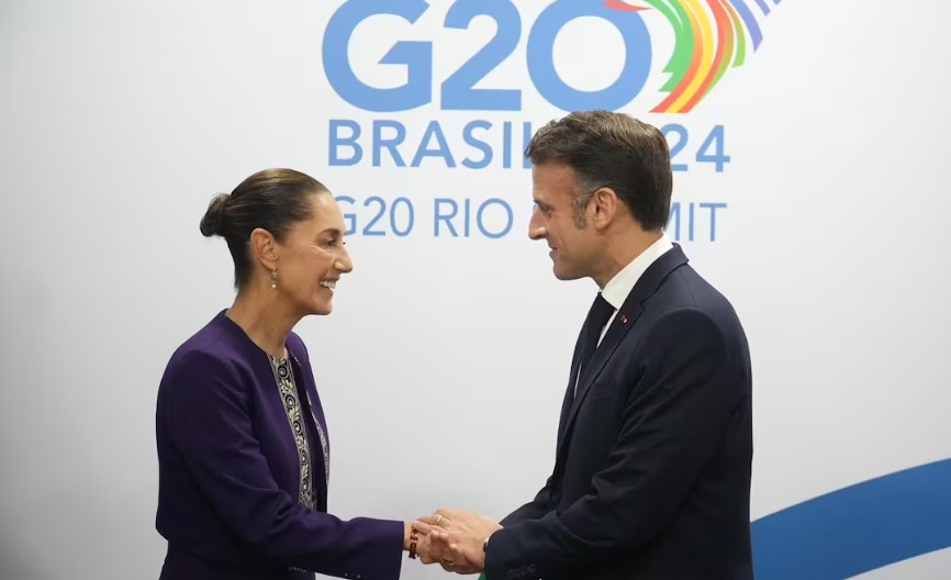 Sheinbaum y Macron se reúnen en Cumbre del G20; hablan sobre ambiente, salud e infraestructura